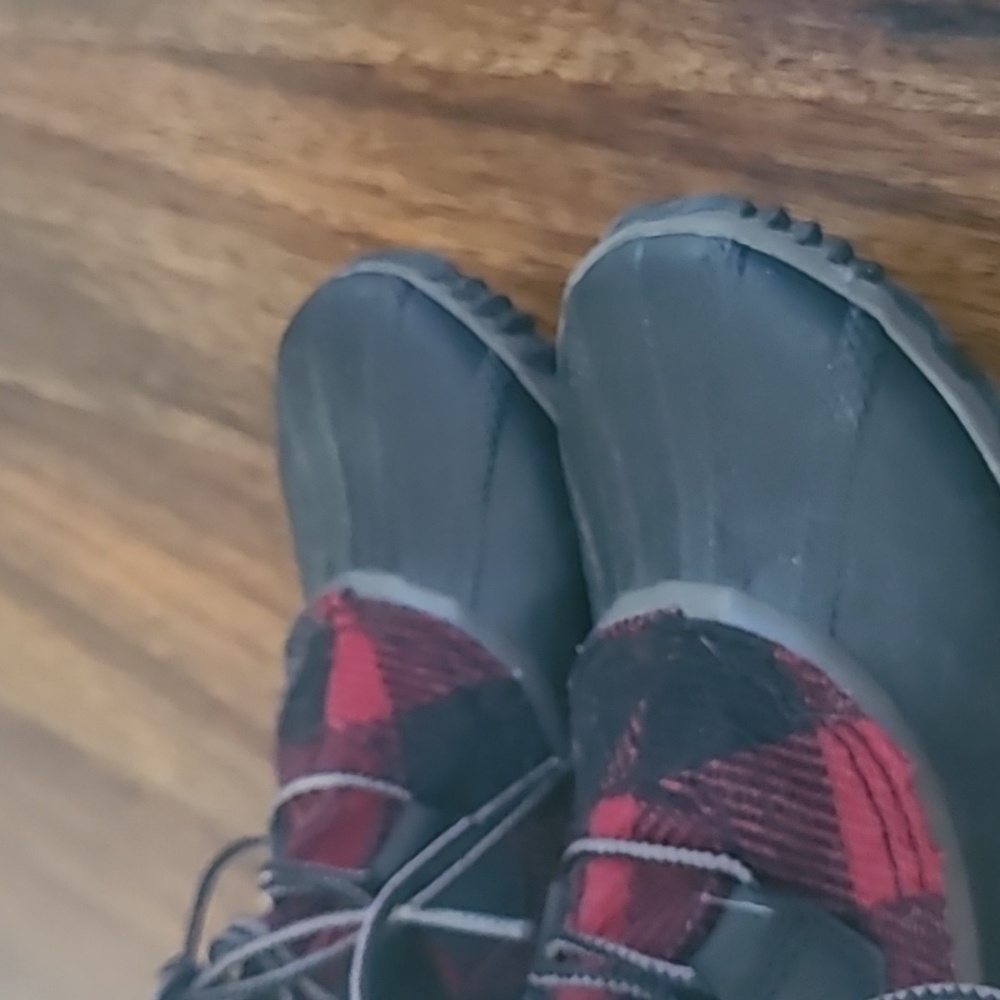 Sorel Out N About Buffalo Plaid Red Black Duck Winter Snow Boots Size 7 - Picture 2 of 6